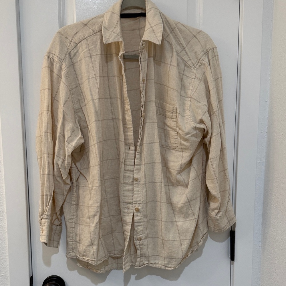 Jennie Kayne Cotton Cream Button Down Long sleeve